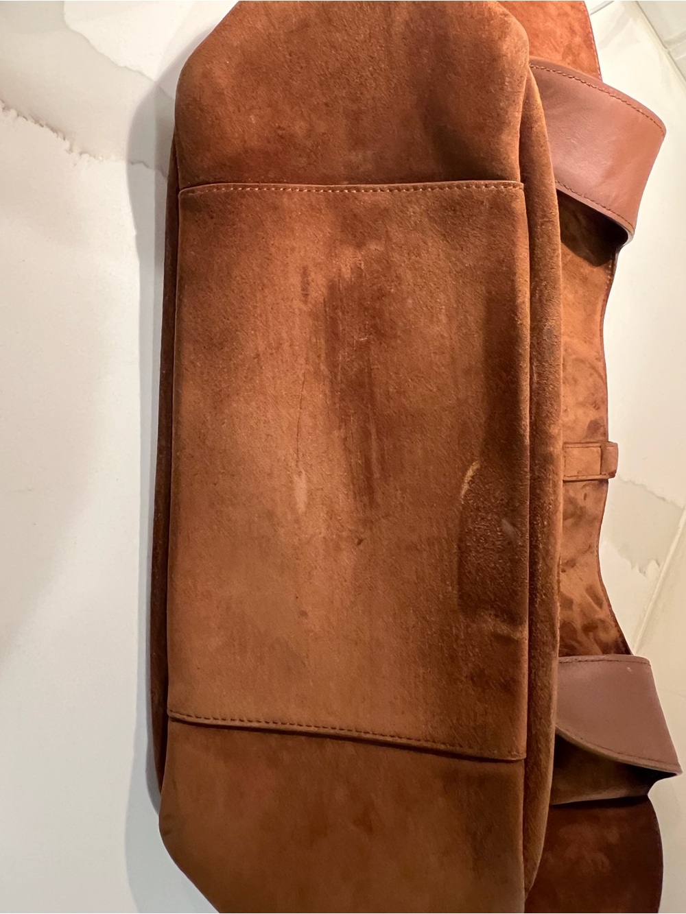 Saint Laurent Brown Suede Tote with Gold YSL Emblem - Picture 11 of 16